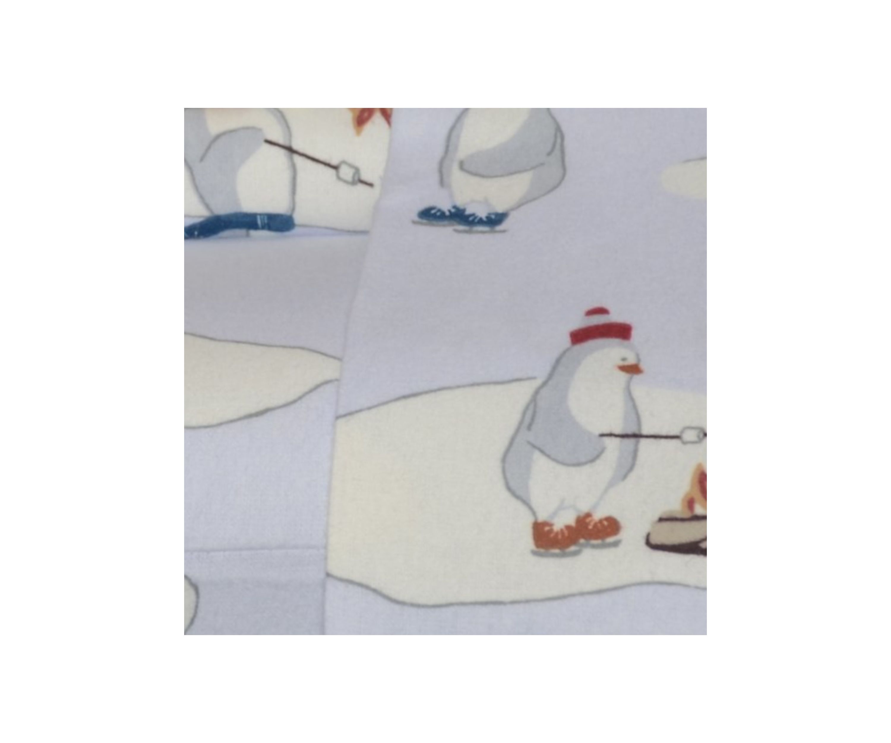 Skating Penguins Flannel Sheet Set 