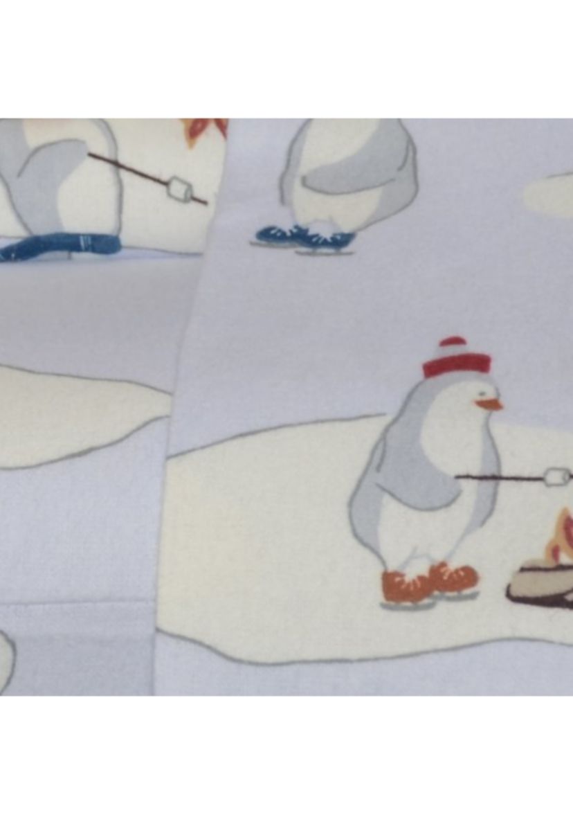Skating Penguins Flannel Sheet Set 