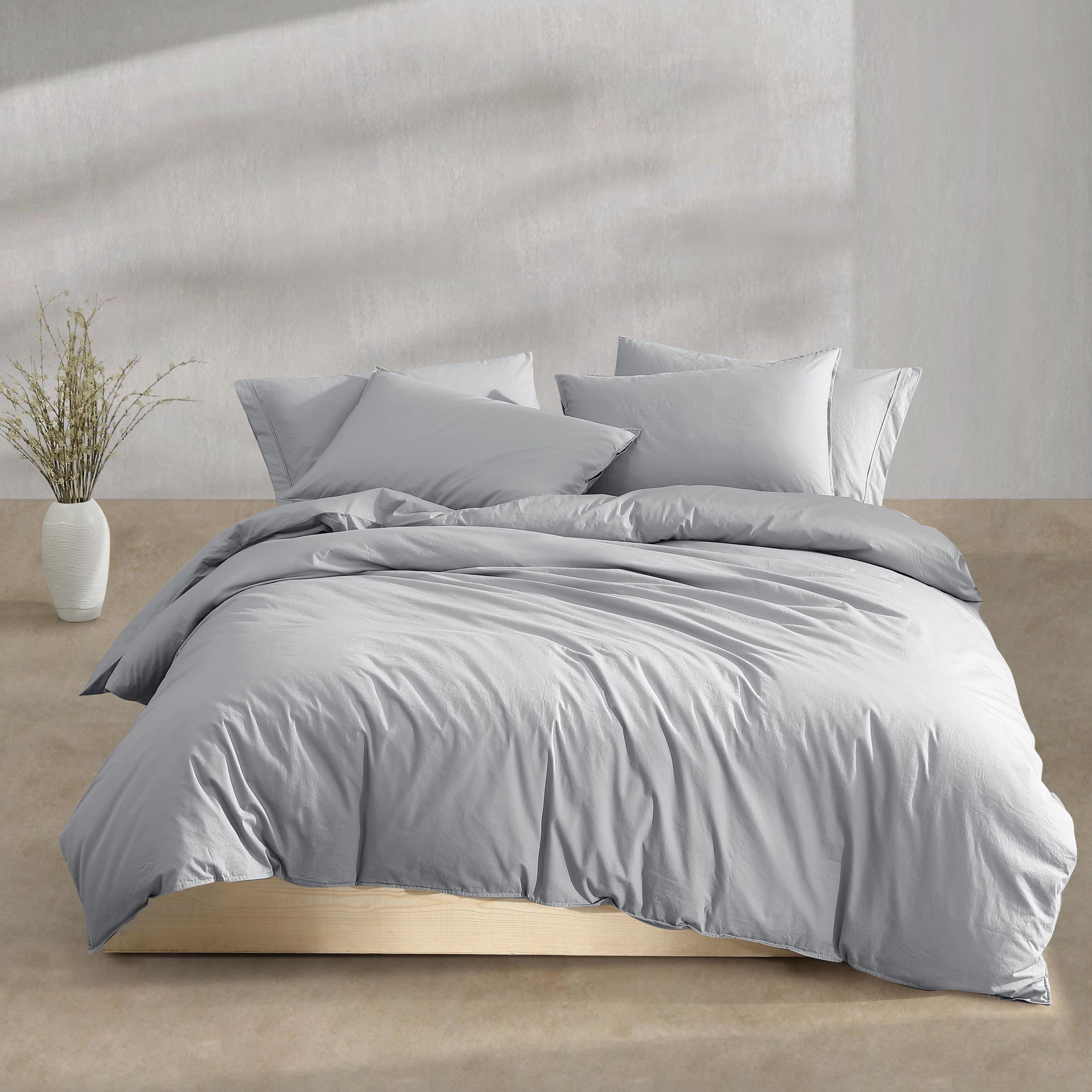 Washed Percale Natural King Comforter-Sham Set-3 Piece