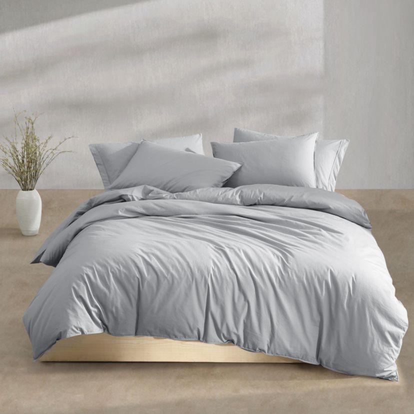 Washed Percale Natural King Comforter-Sham Set-3 Piece