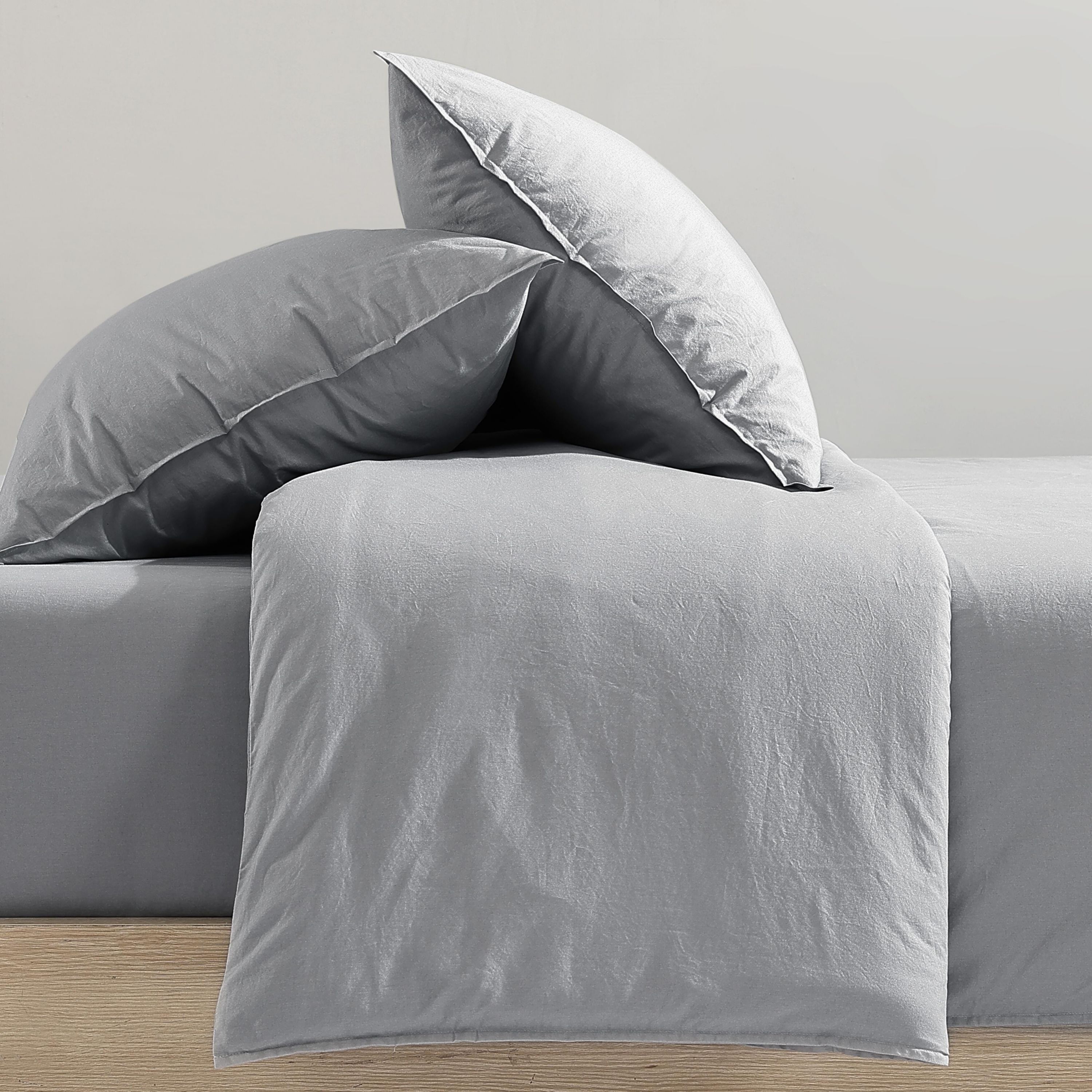 Washed Percale Natural King Comforter-Sham Set-3 Piece