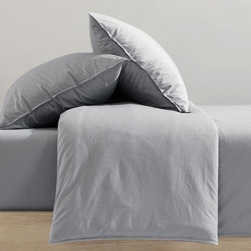 Washed Percale Natural King Comforter-Sham Set-3 Piece
