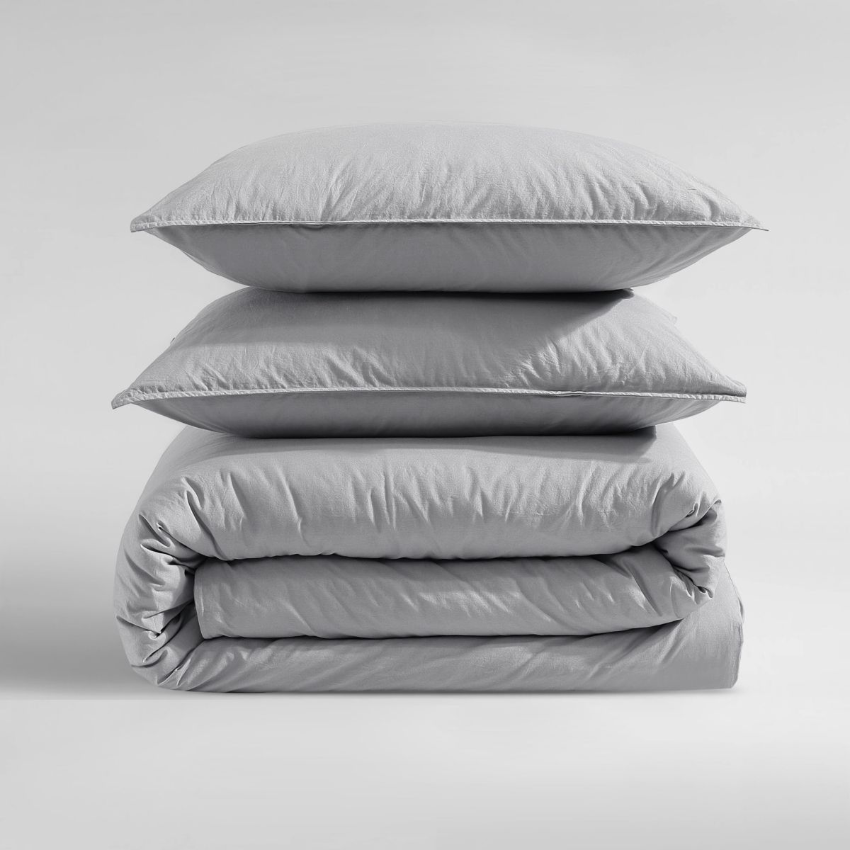 Washed Percale Grey King Comforter-Sham Set-3 Piece