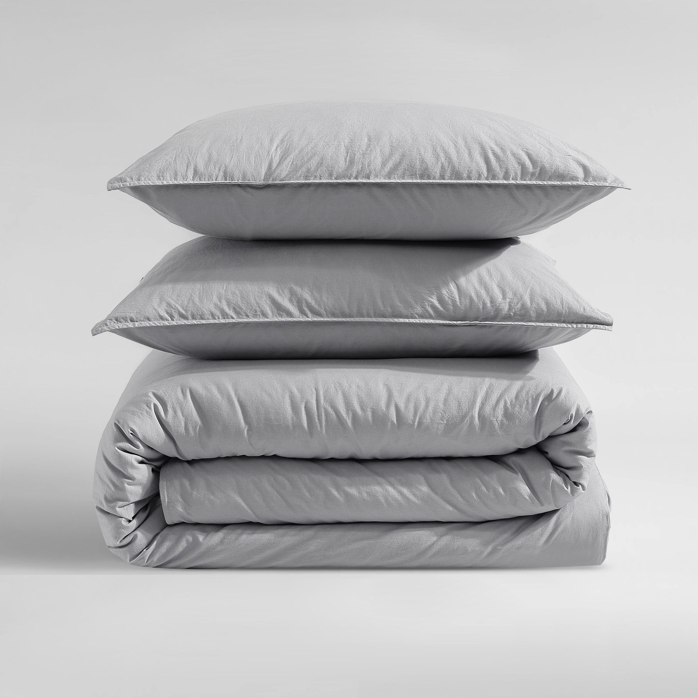 Washed Percale Beige Queen Comforter-Sham Set-3 Piece