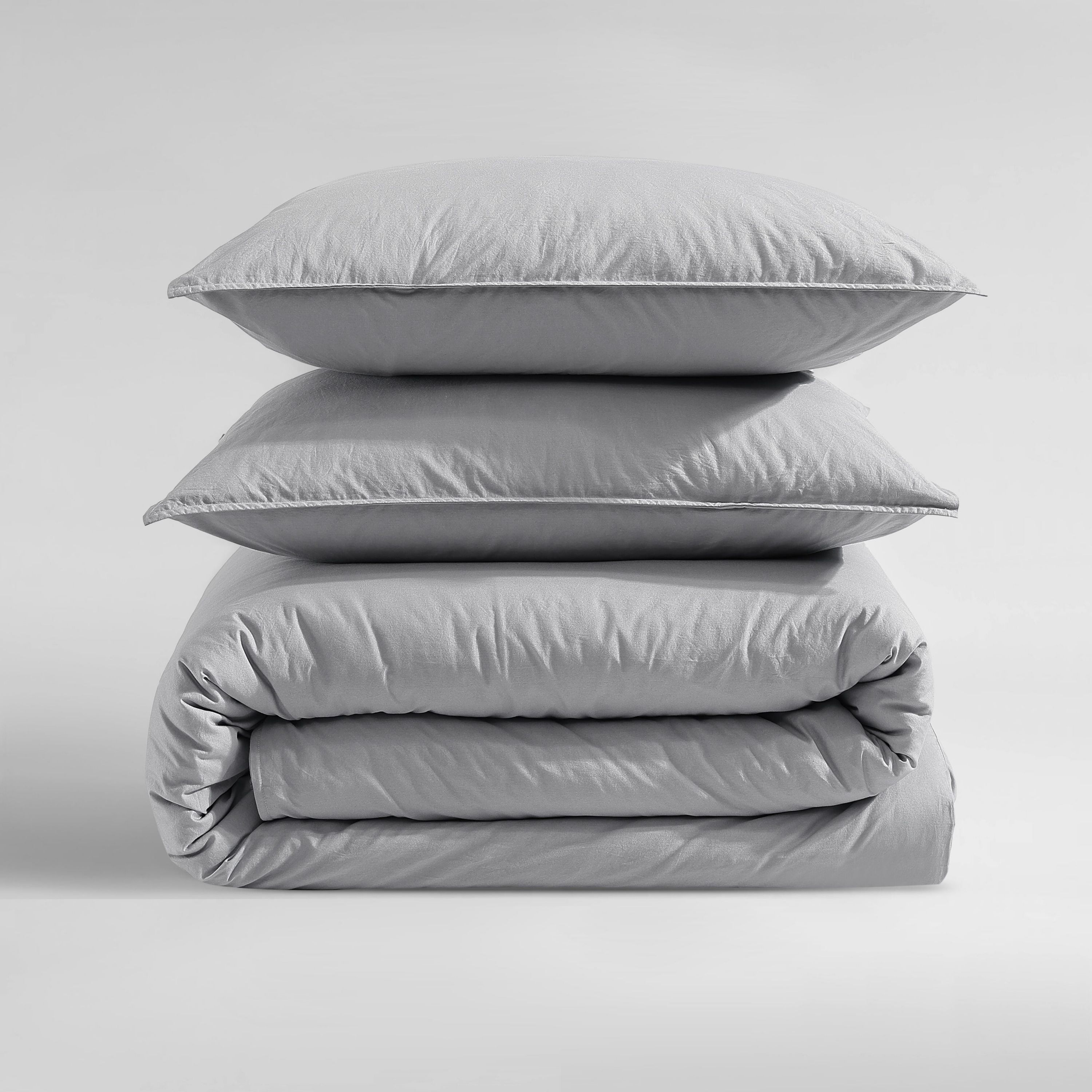 Washed Percale Natural King Comforter-Sham Set-3 Piece