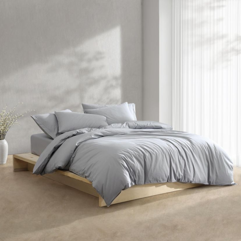 Washed Percale Natural King Comforter-Sham Set-3 Piece