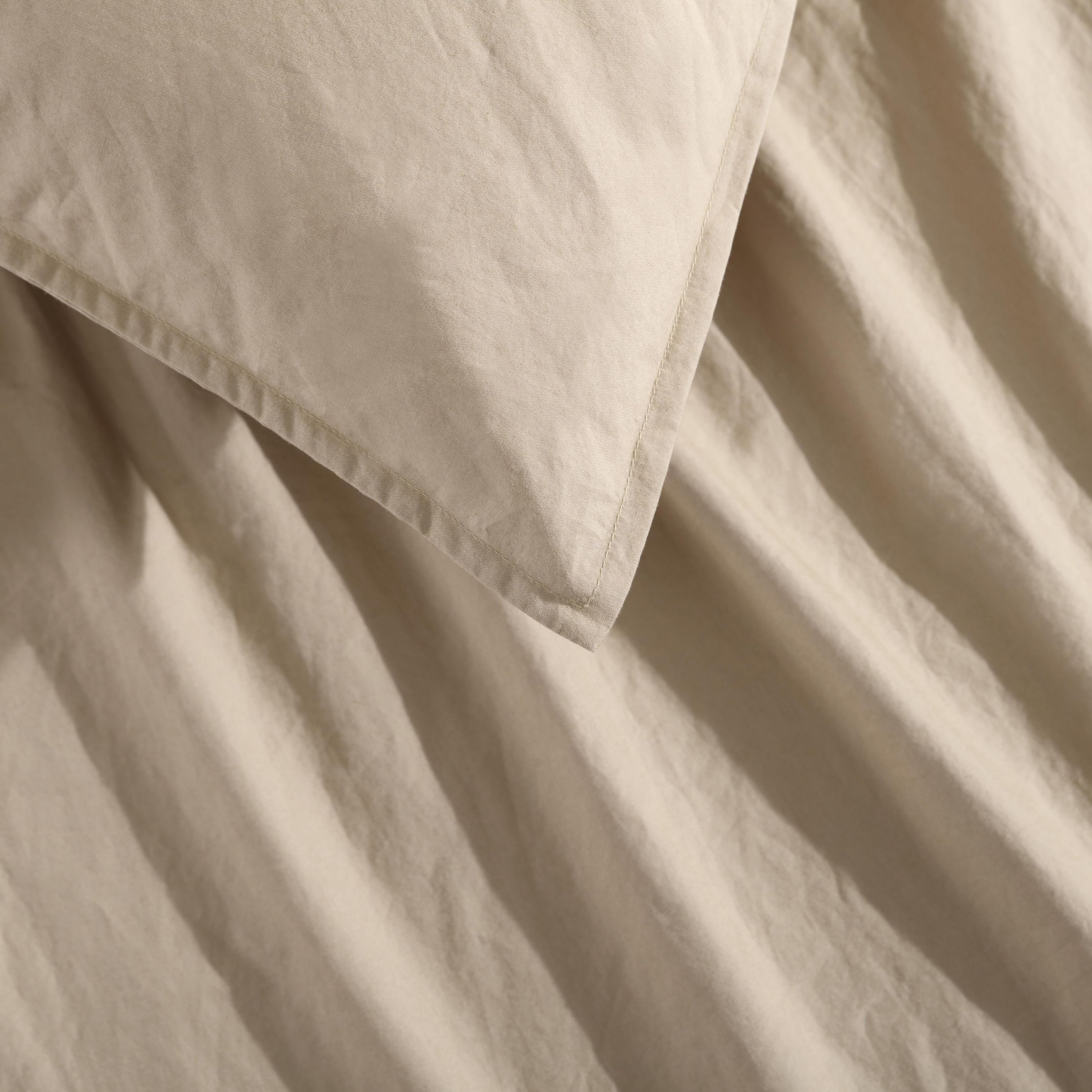 Washed Percale Beige King Duvet Cover Set-3 Piece