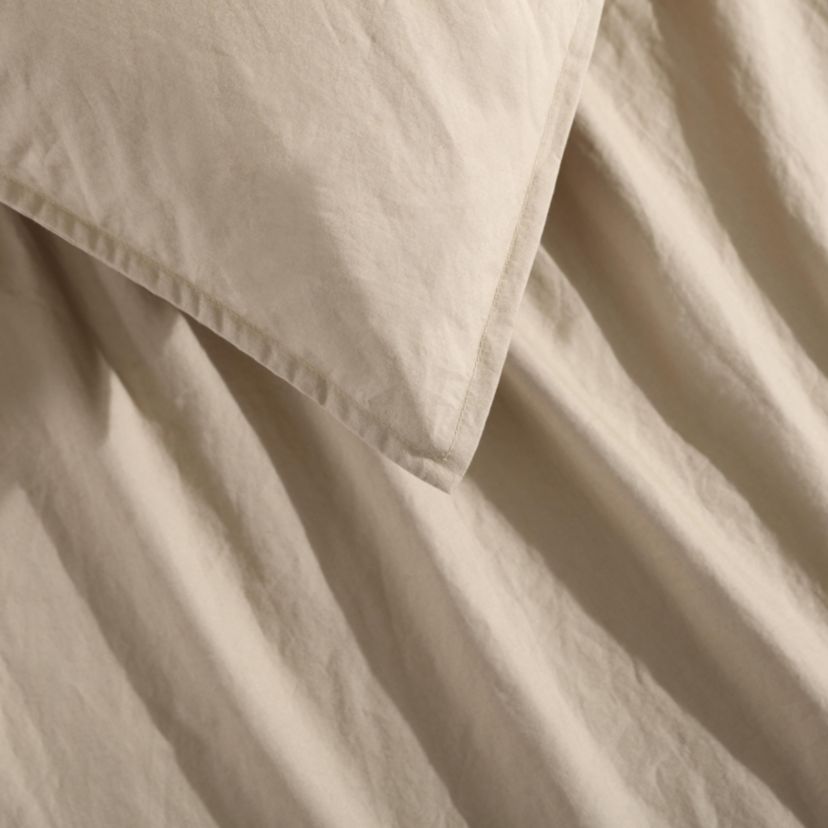 Washed Percale Beige King Duvet Cover Set-3 Piece