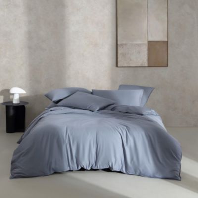 Calvin Klein Organic Earth Solid - Blue Queen Duvet Cover Set-3 Piece, King