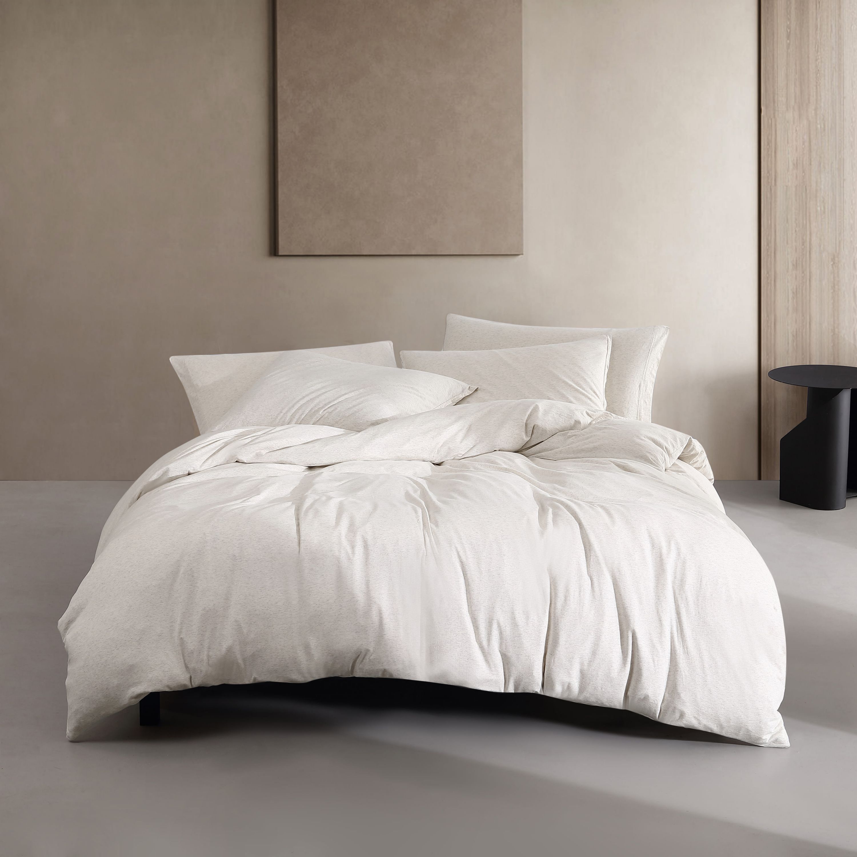 Modern Cotton Melange Natural Queen Duvet Cover Set-3 Piece