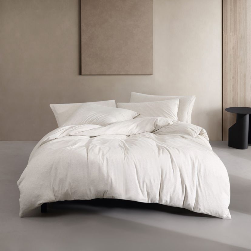 Modern Cotton Melange Natural Queen Duvet Cover Set-3 Piece