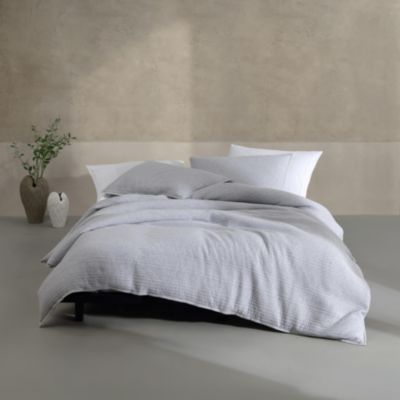 Calvin Klein Modern Cotton Melange Natural King Duvet Cover Set-3 Piece, Blue