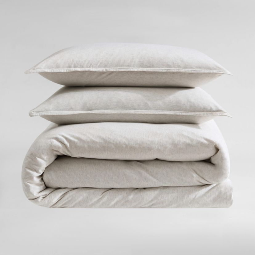 Modern Cotton Melange Natural Queen Duvet Cover Set-3 Piece