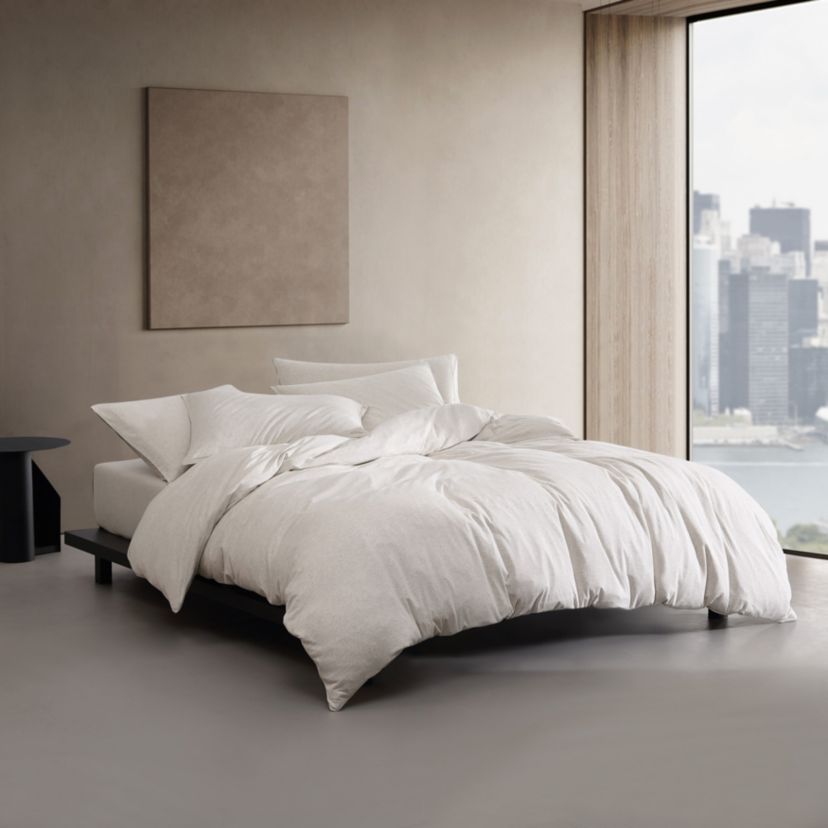 Modern Cotton Melange Natural Queen Duvet Cover Set-3 Piece