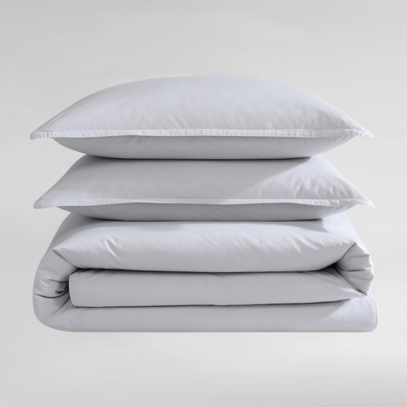 Naturals Solid - Blue Queen Duvet Cover Set-3 Piece