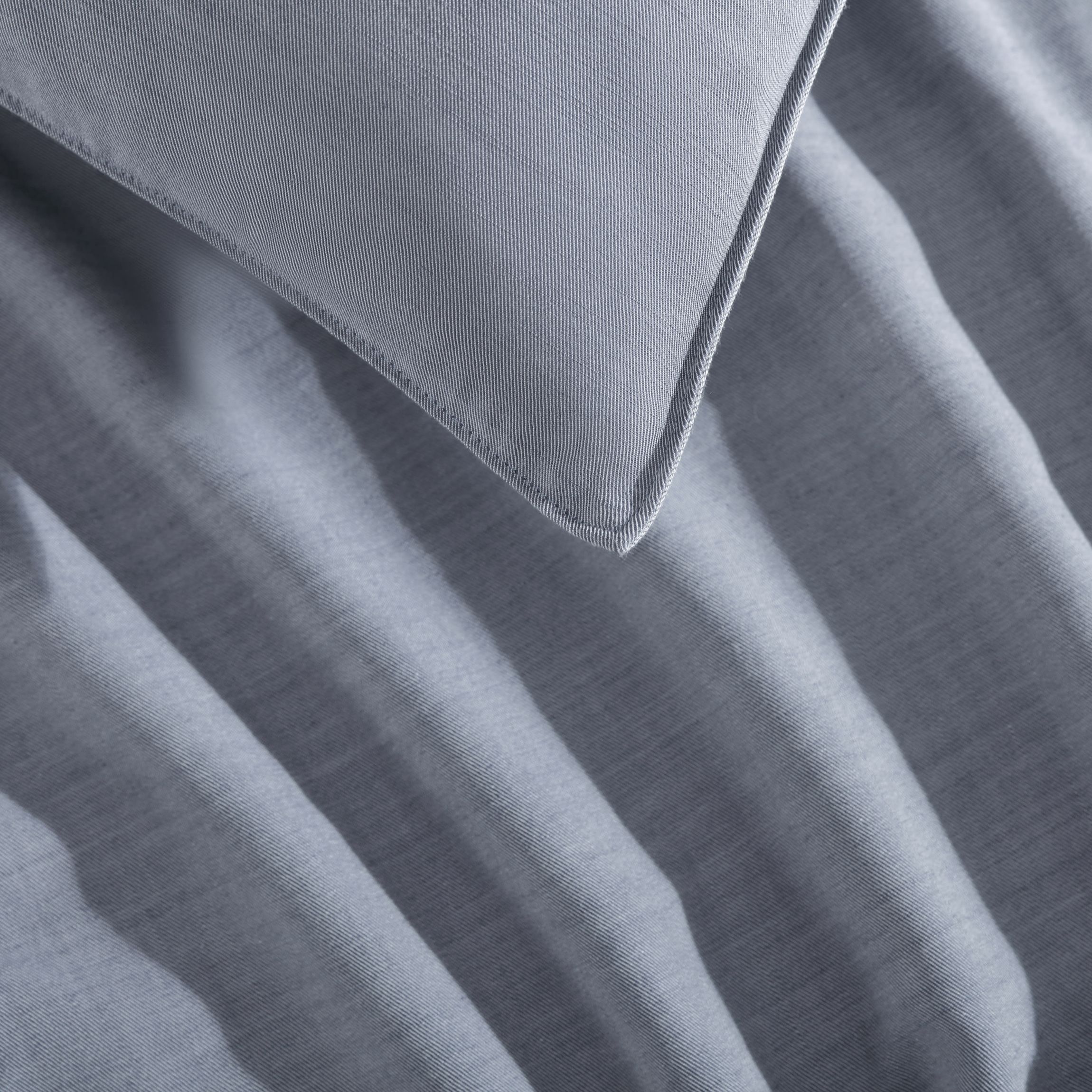 Tencel Reversible Solid Blue Queen Duvet Cover Set-3 Piece