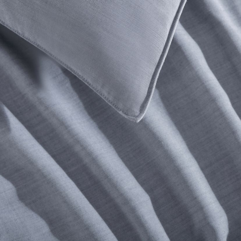 Tencel Reversible Solid Blue Queen Duvet Cover Set-3 Piece