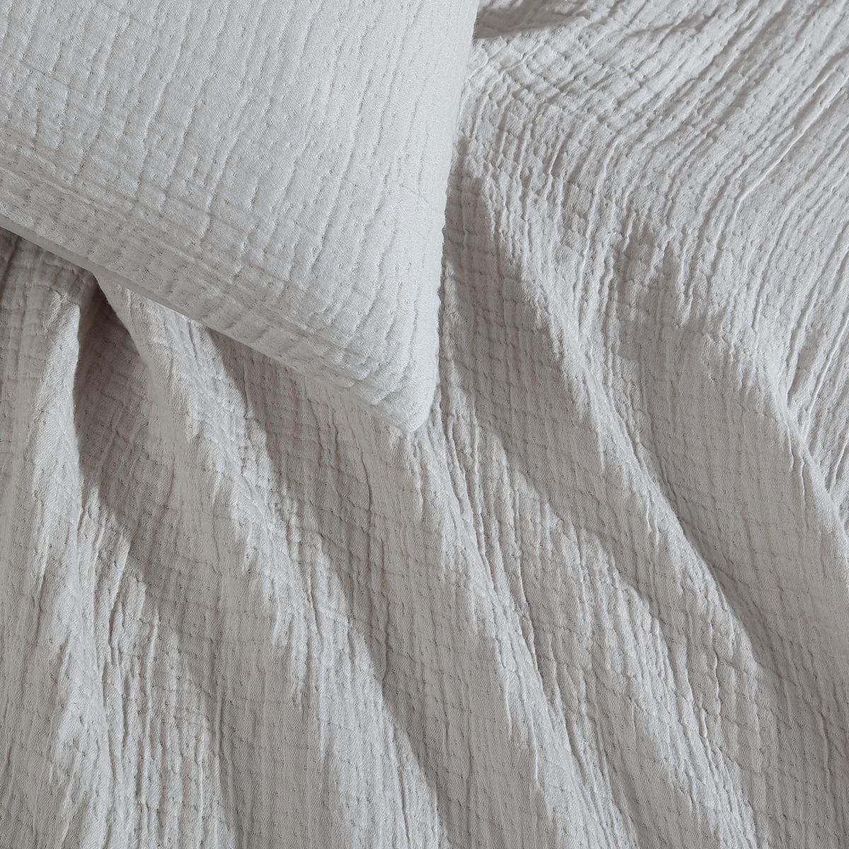 Washed Texture Solid Grey Queen Duvet Cover Set-3 Piece