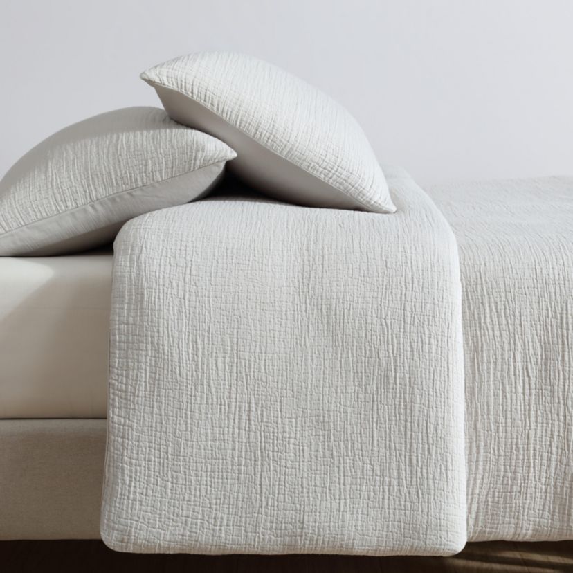 Washed Texture Solid Natural King Duvet Cover Set-3 Piece
