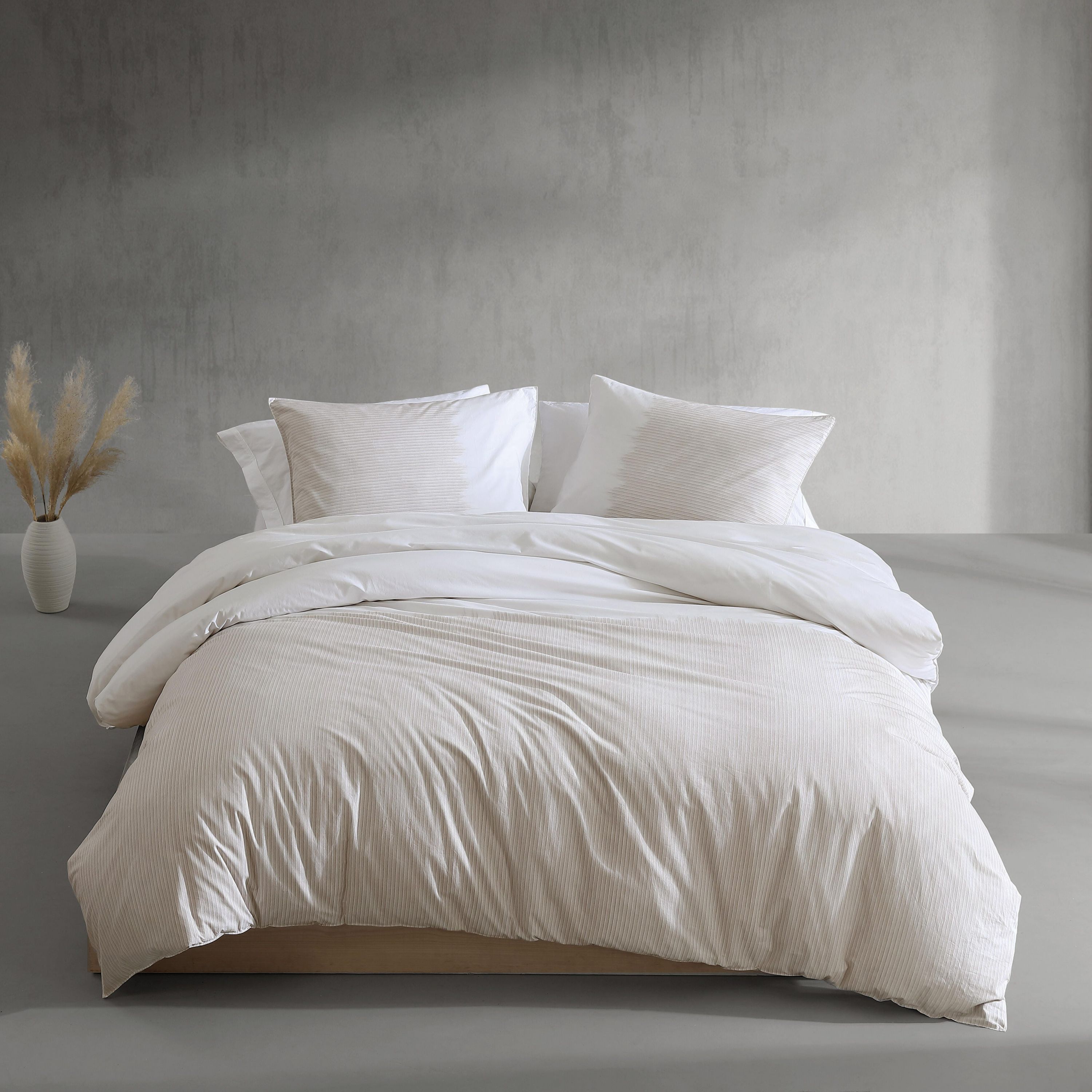 Ikat Pinstripe - Pink Queen Duvet Cover Set-3 Piece