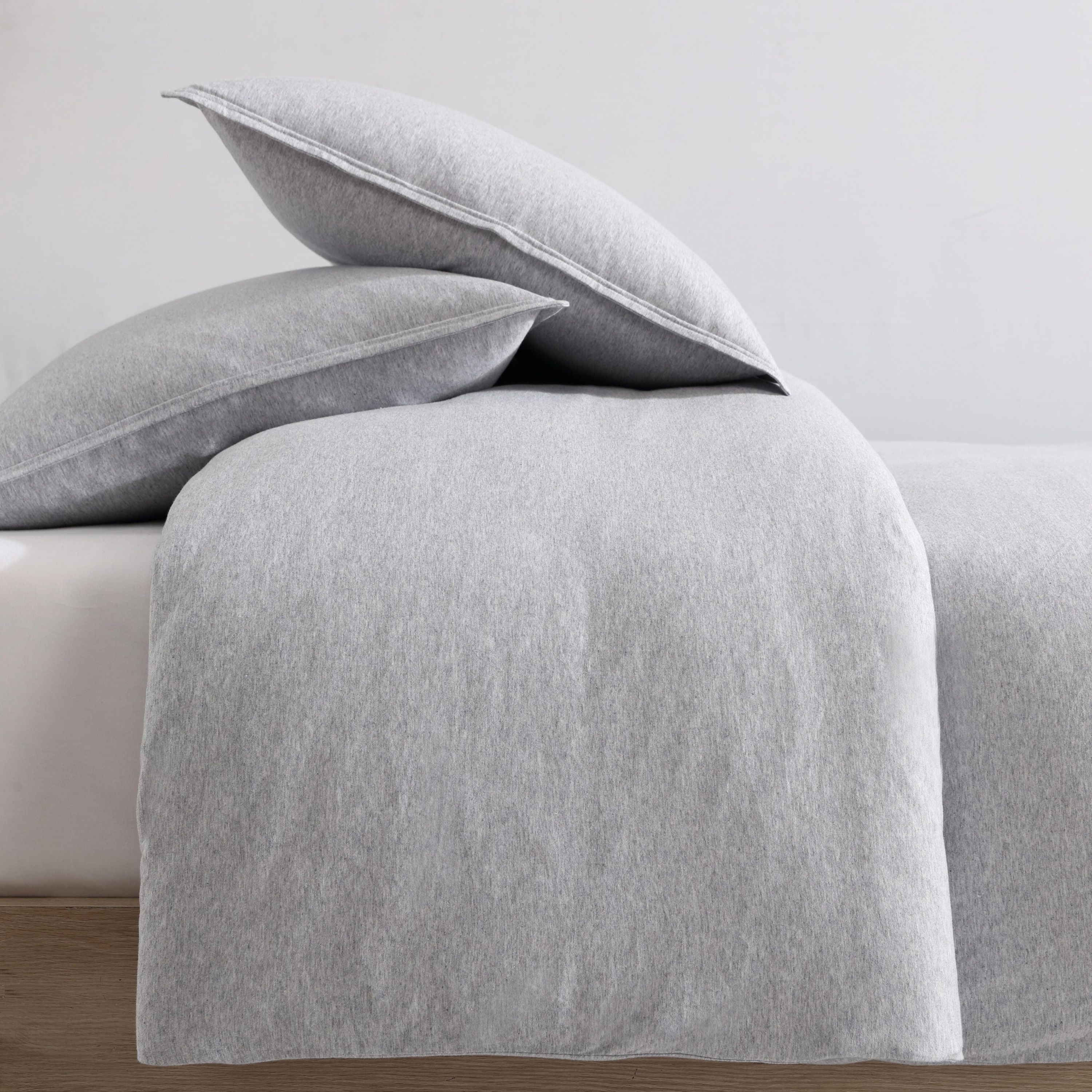 Modern Cotton Melange Grey King Comforter-Sham Set-3 Piece