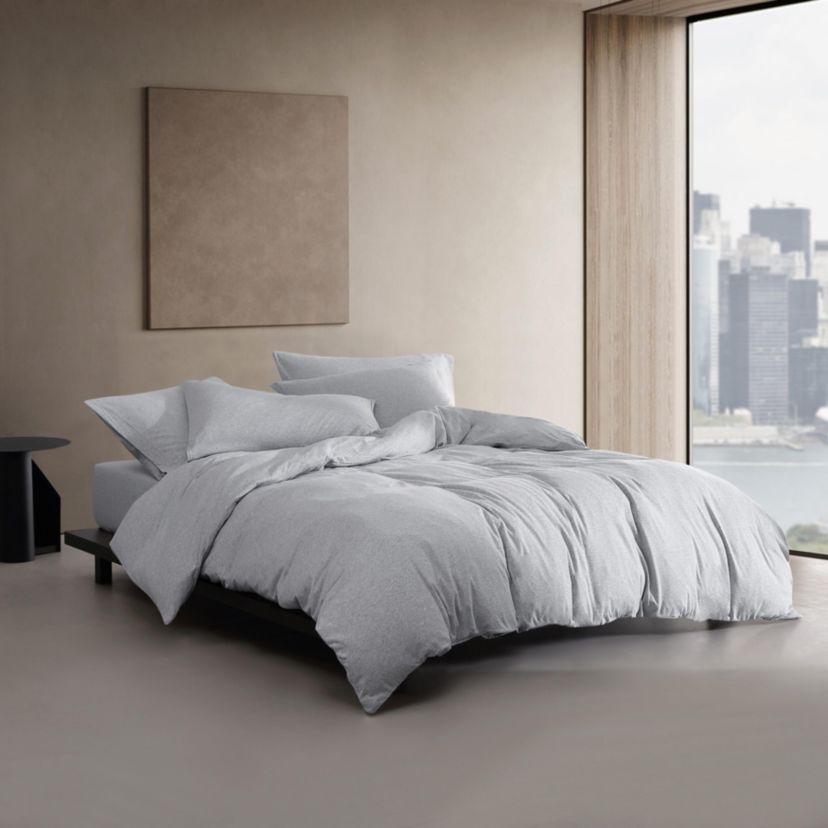 Modern Cotton Melange Grey King Comforter-Sham Set-3 Piece