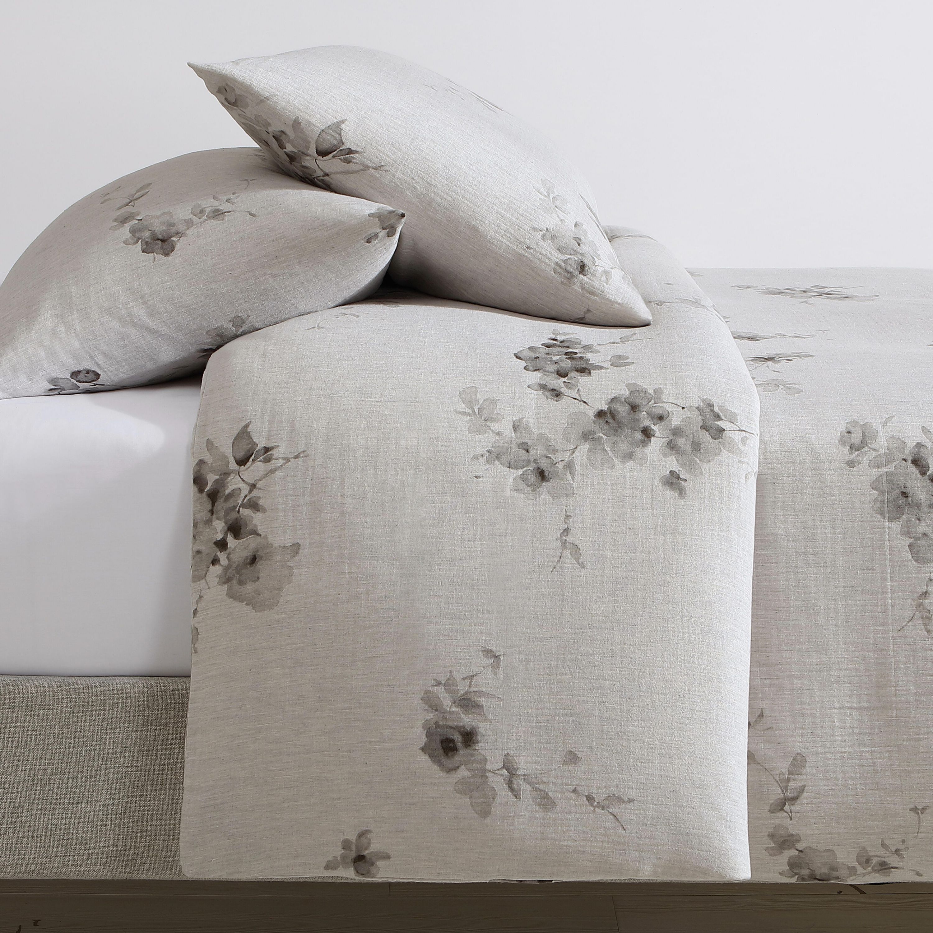 Aquarelle Floral - Brown Queen Duvet Cover Set-3 Piece
