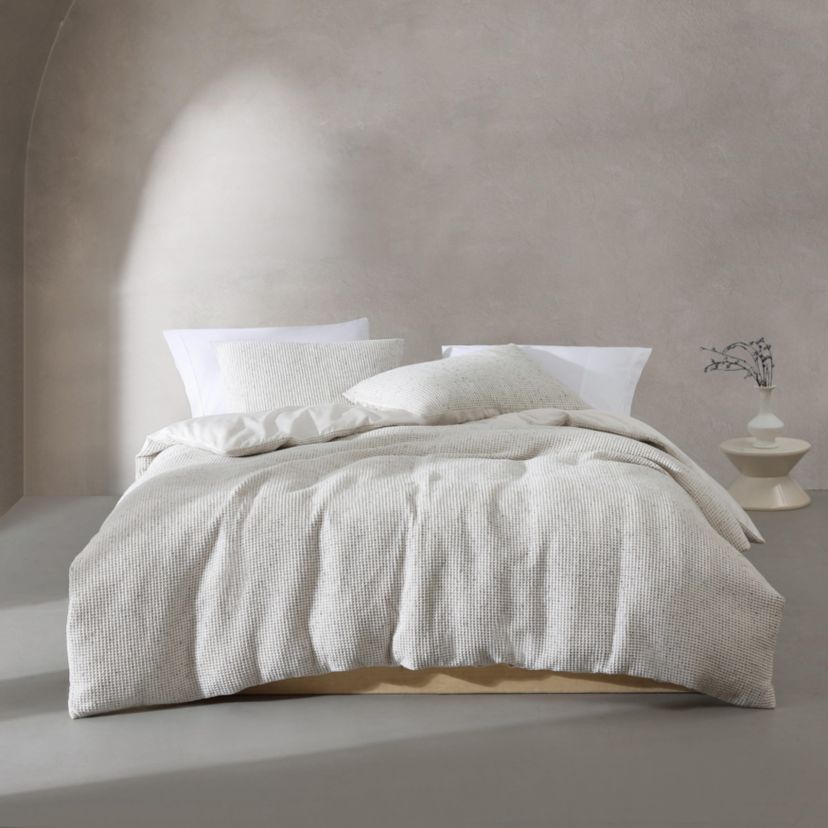 Speckled Waffle Natural King Duvet Cover Set-3 Piece
