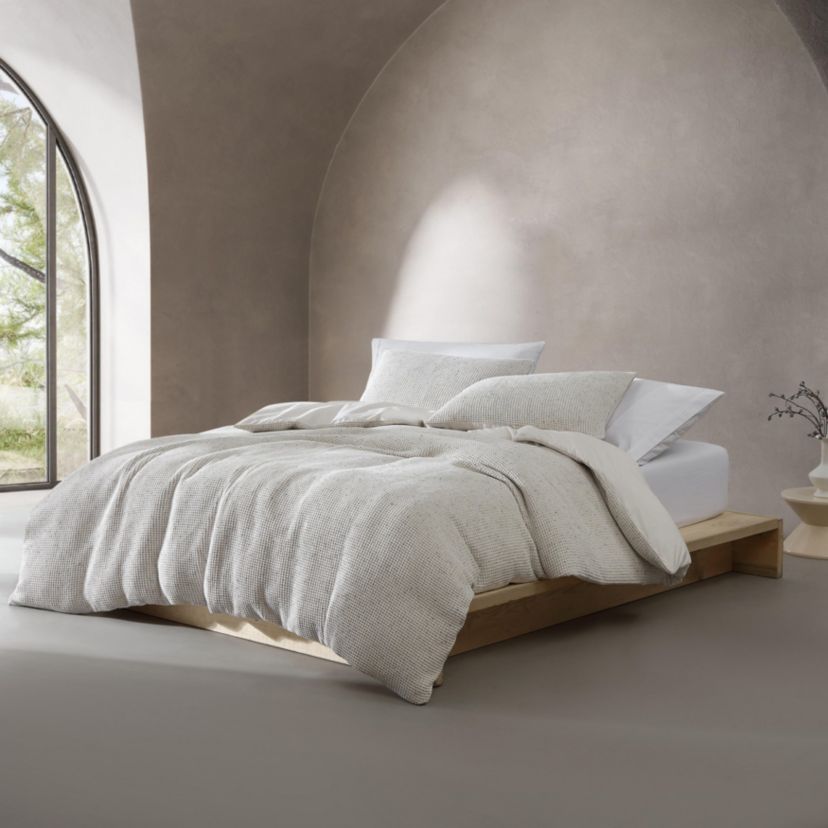 Speckled Waffle Natural King Duvet Cover Set-3 Piece