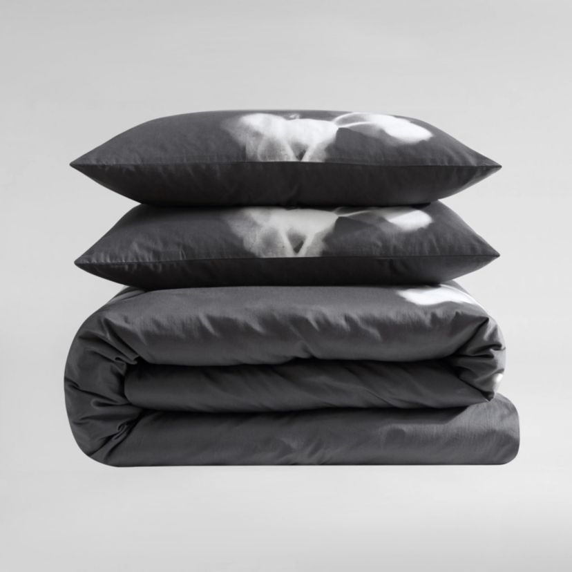 Orchid Charcoal Queen Duvet Cover Set-3 Piece