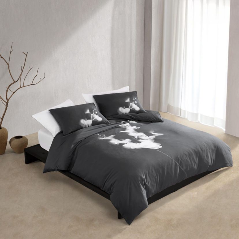 Orchid Charcoal Queen Duvet Cover Set-3 Piece