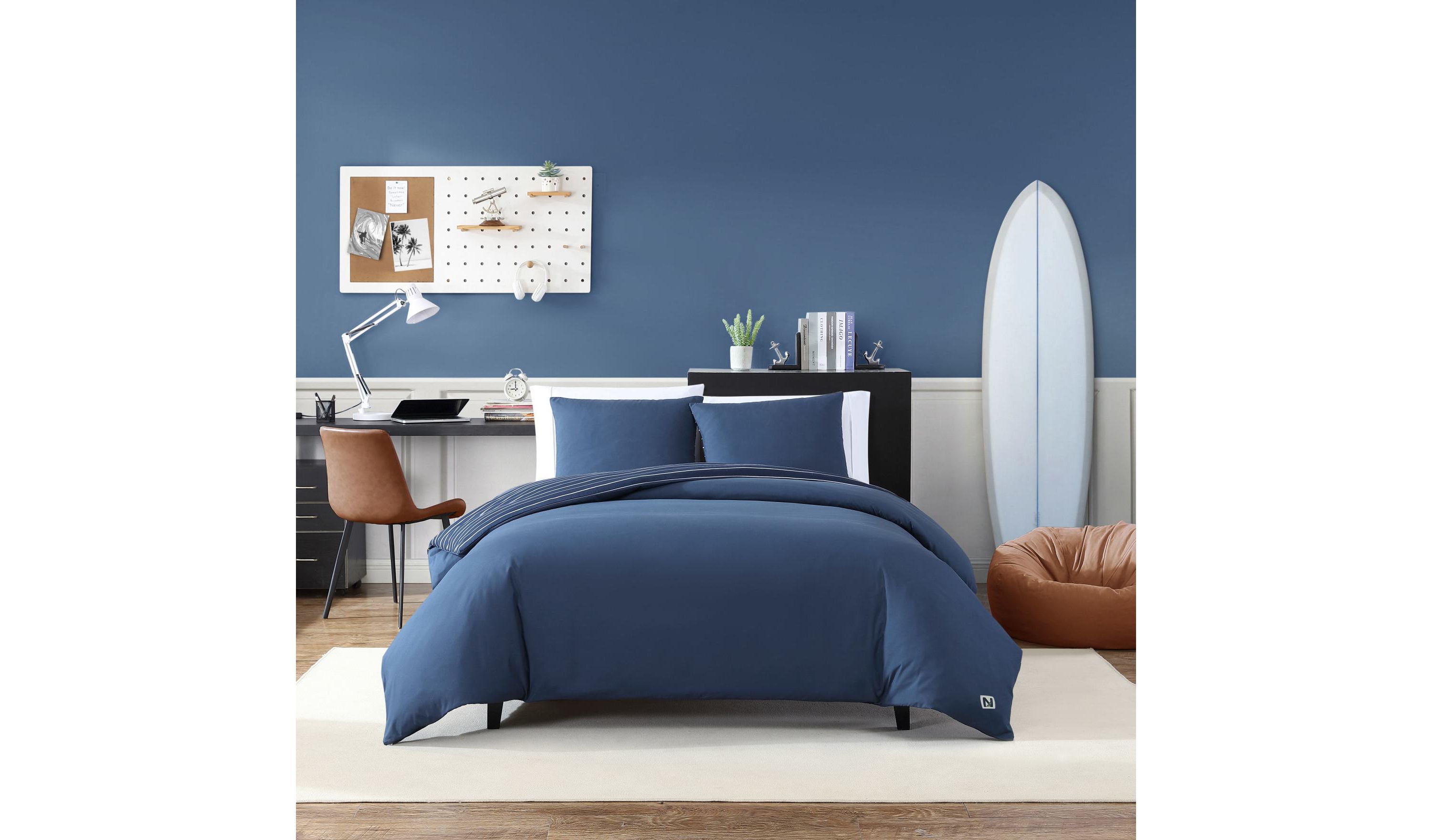 Longdale Solid Stripe Microfiber Duvet Cover Set