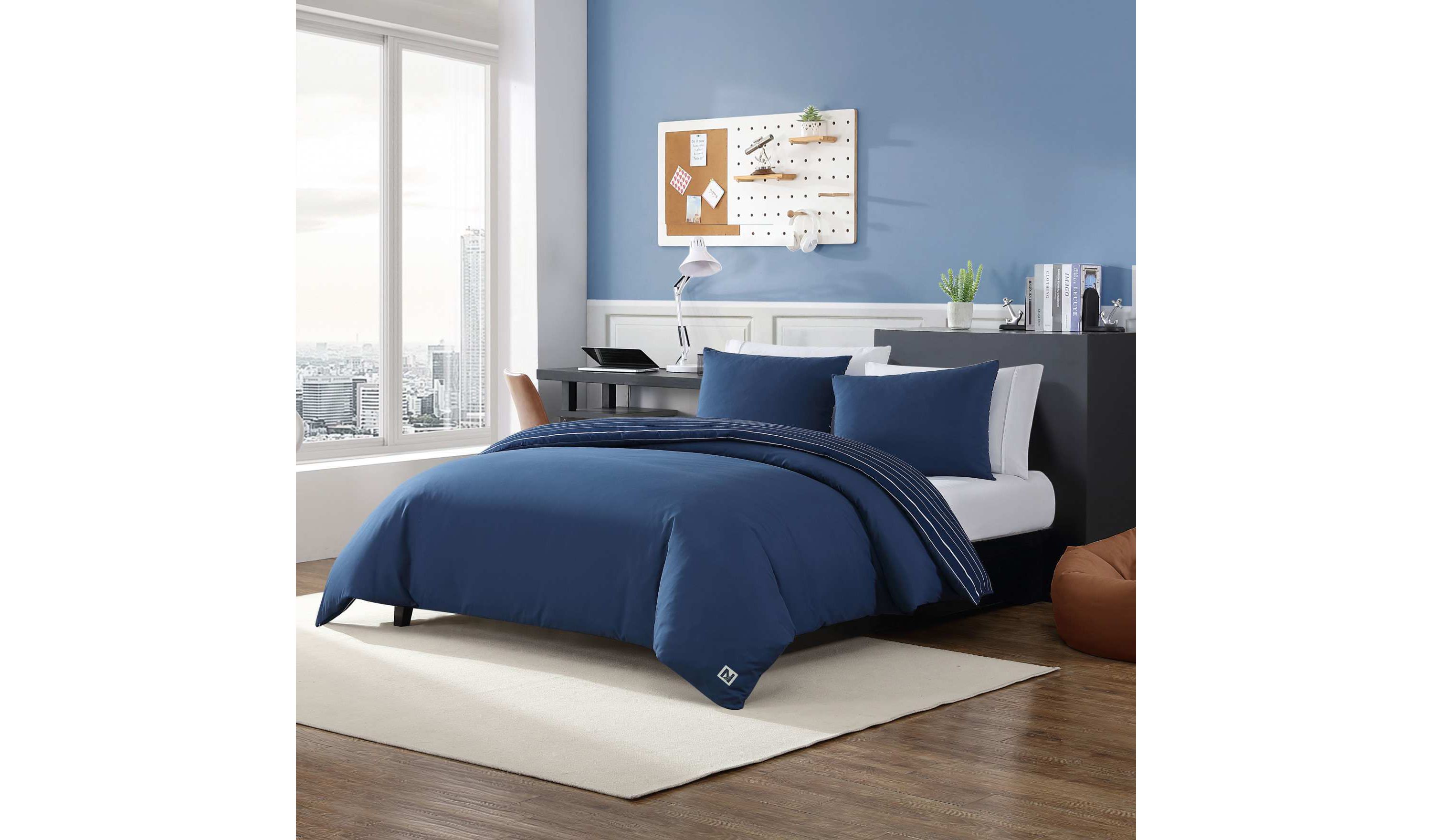 Longdale Solid Stripe Microfiber Duvet Cover Set