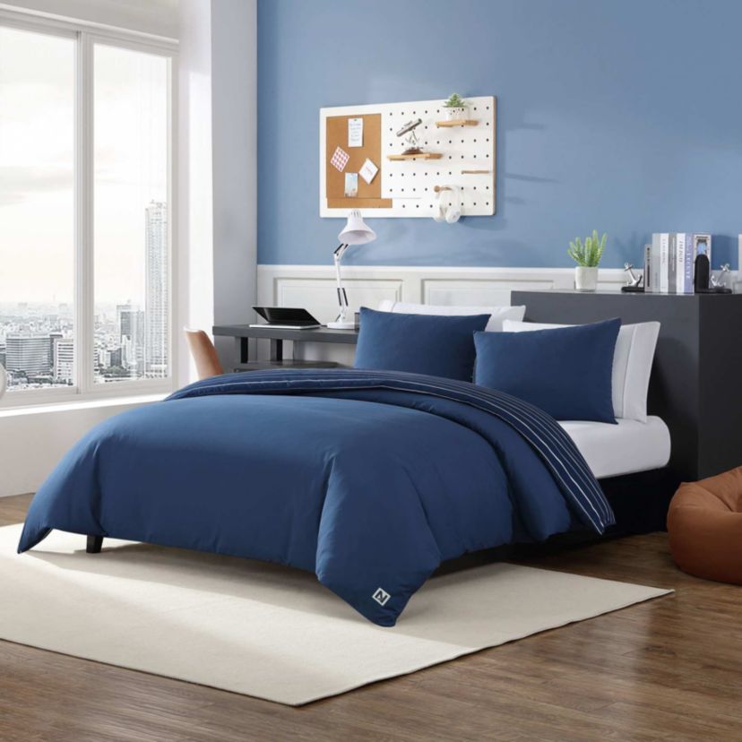 Longdale Solid Stripe Microfiber Duvet Cover Set