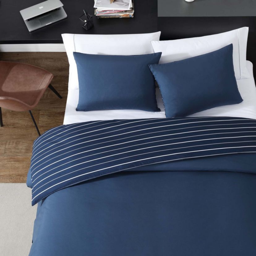 Longdale Solid Stripe Microfiber Duvet Cover Set