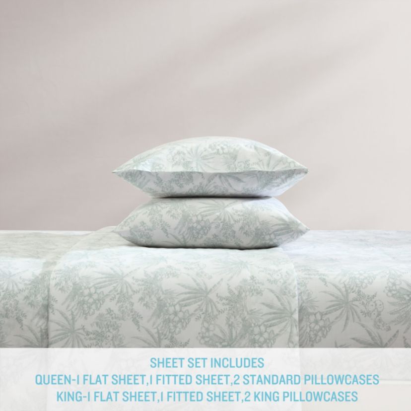 Pen And Ink Palm 100% Cotton Sheet Set