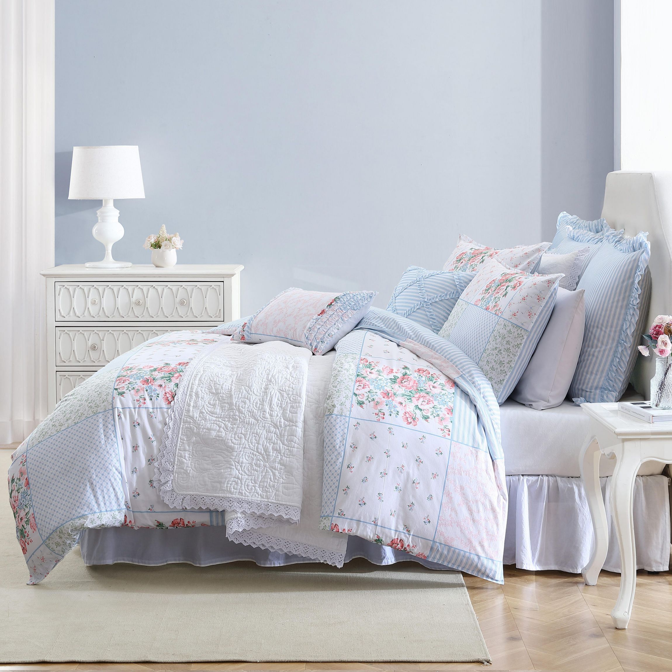 Hope Patchwork 100% Cotton Comforter Sham Bonus Set