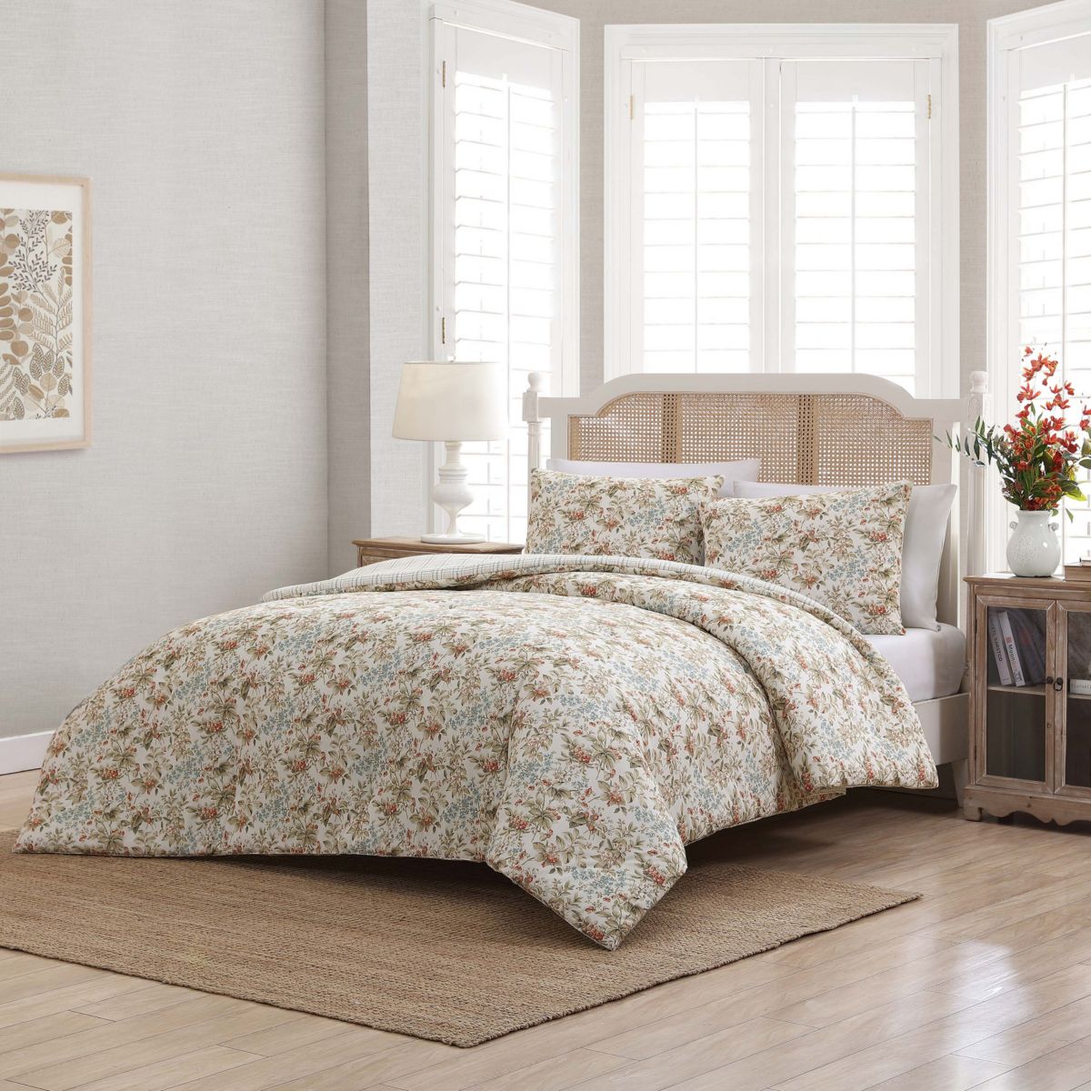 Bramble Floral 100% Cotton Comforter-Sham Set