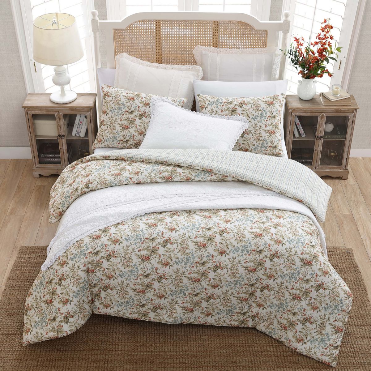 Bramble Floral 100% Cotton Comforter-Sham Set