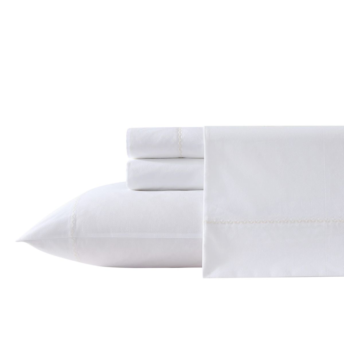 Scallop Embroidered 100% Cotton Sheet Set
