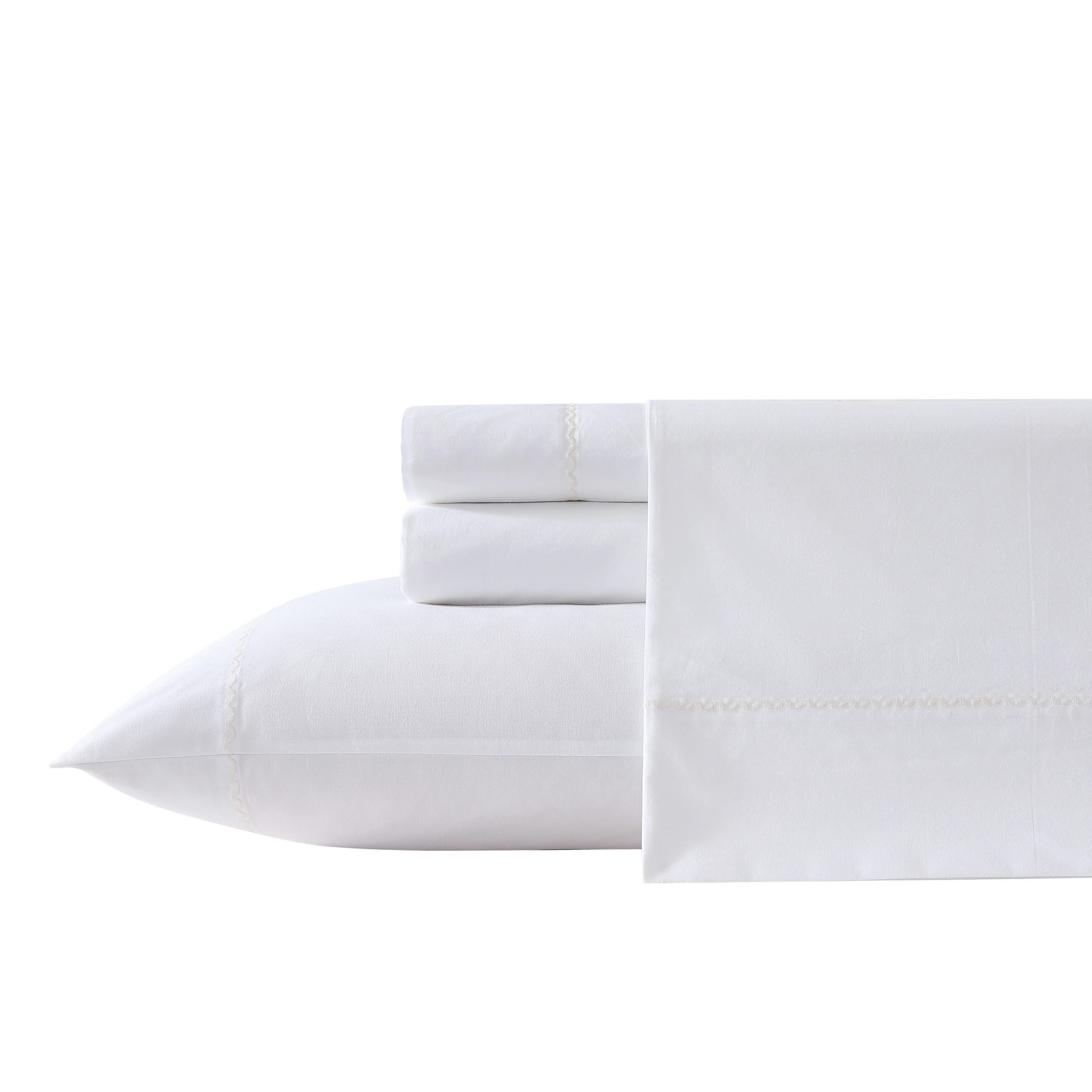 Scallop Embroidered 100% Cotton Sheet Set
