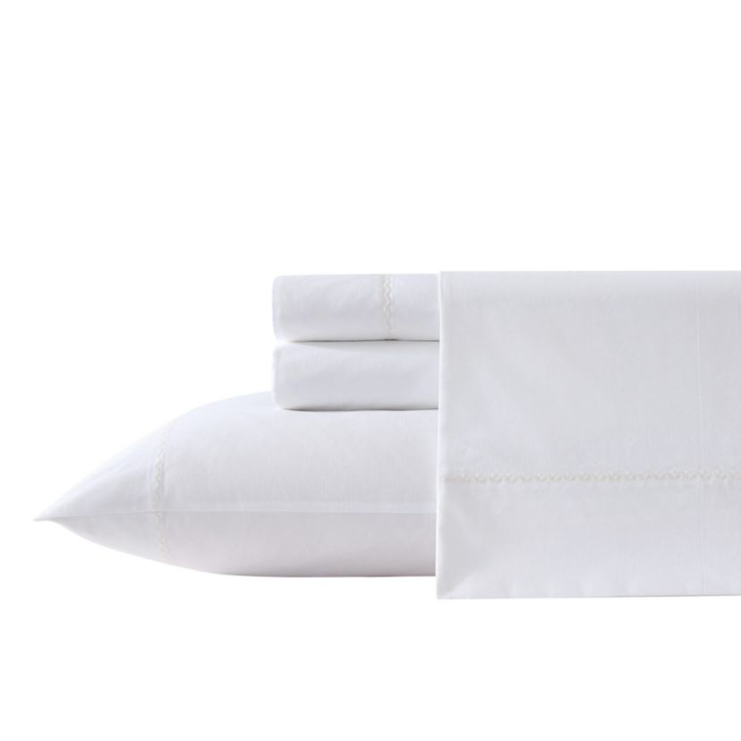 Scallop Embroidered 100% Cotton Sheet Set