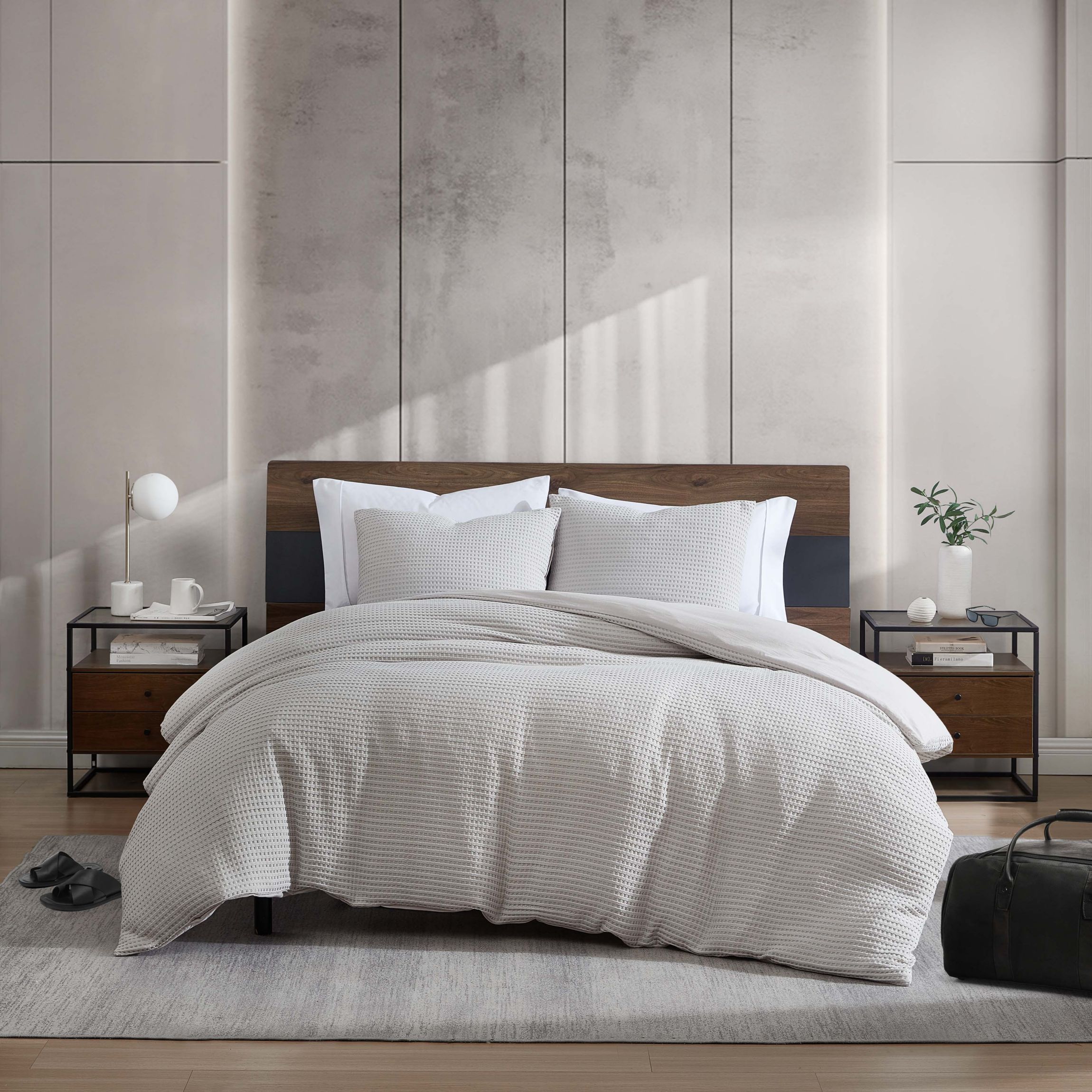 Solid Waffle Microfiber Comforter Set