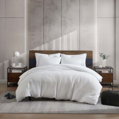 Kenneth Cole New York Solid Waffle Microfiber Comforter Set, White, Full/Queen