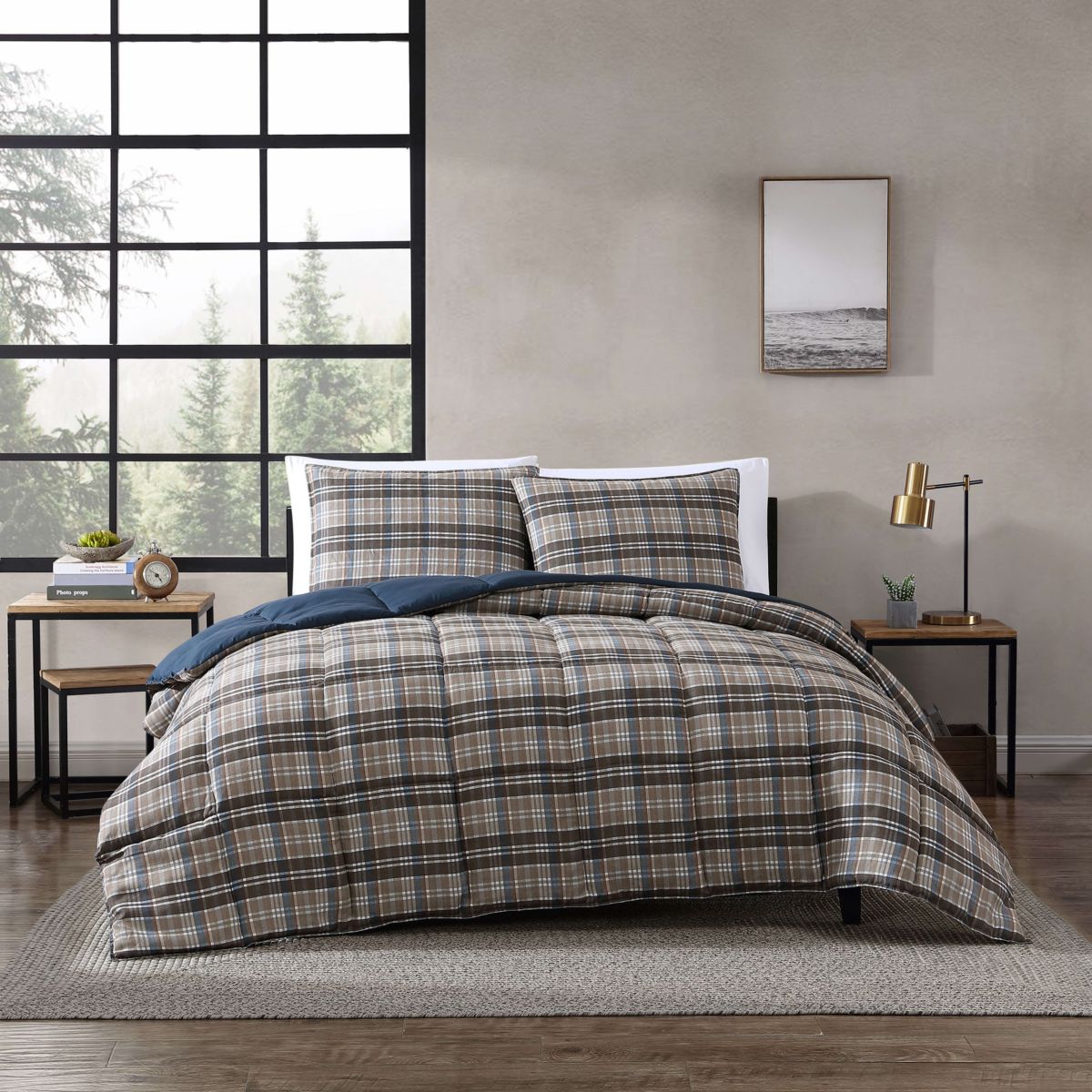 Rugged Plaid Microfiber Comforter-Sham Set
