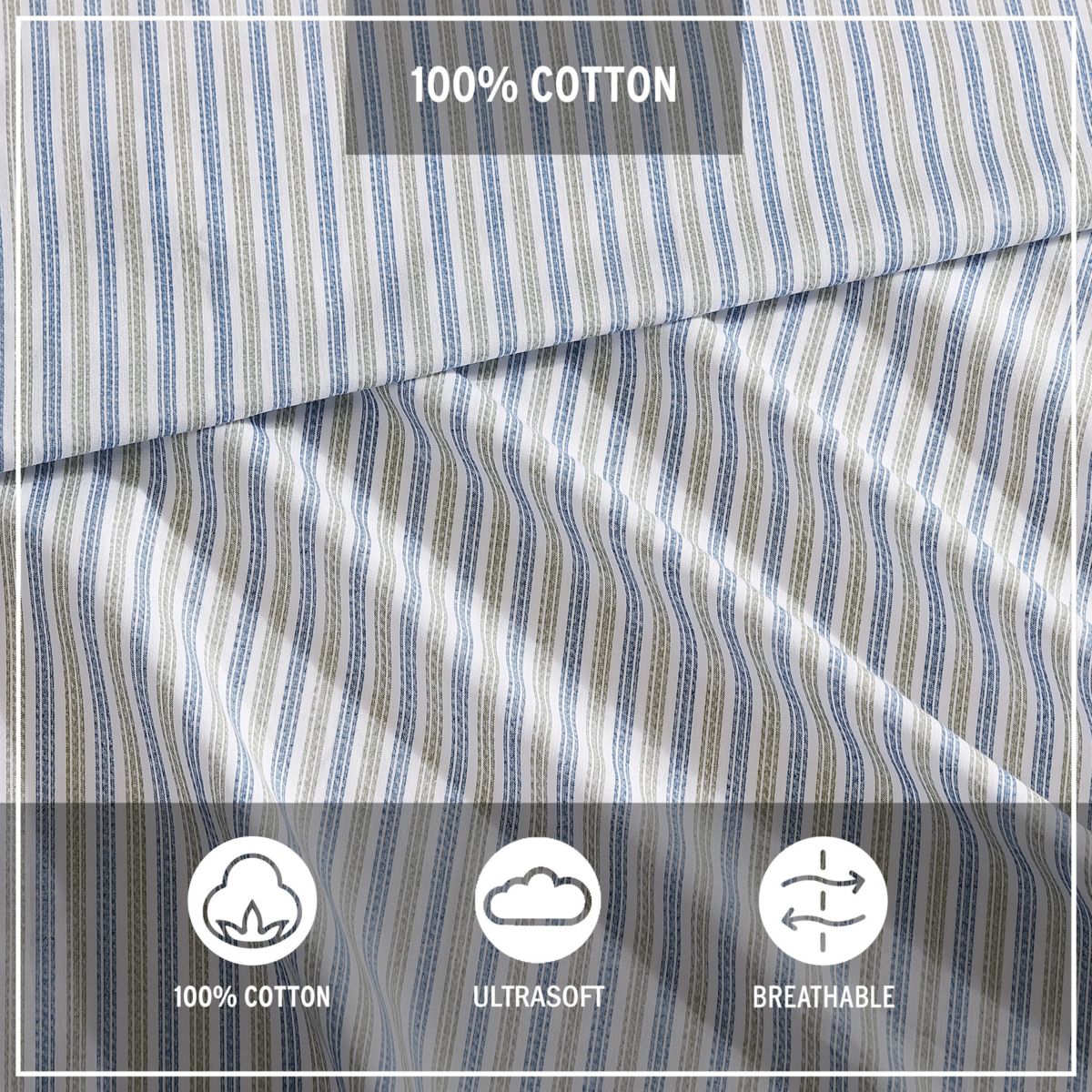 Ticking Stripe 100% Cotton Sheet Set