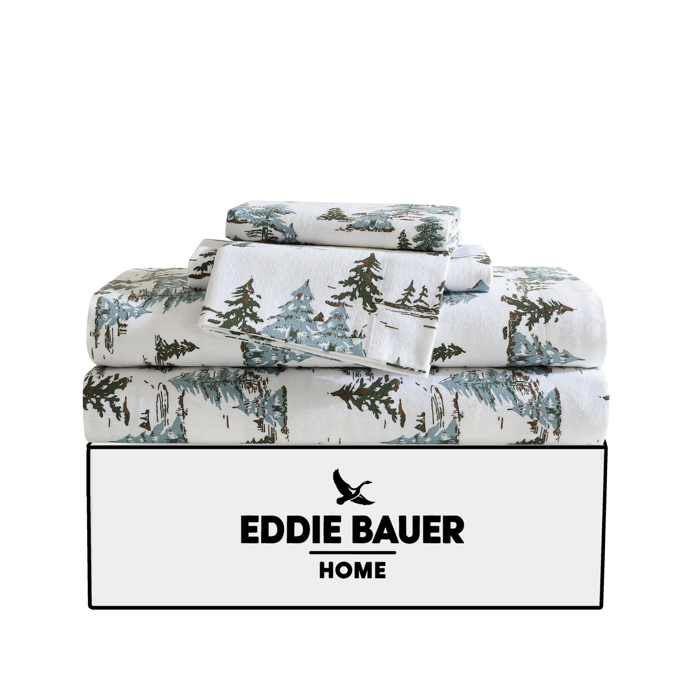 Snowy Pine Trees Cotton Sheet Set