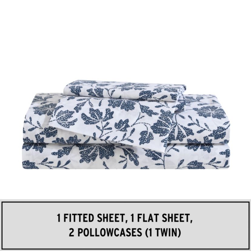 Woodblock Floral Cotton Sheet Set