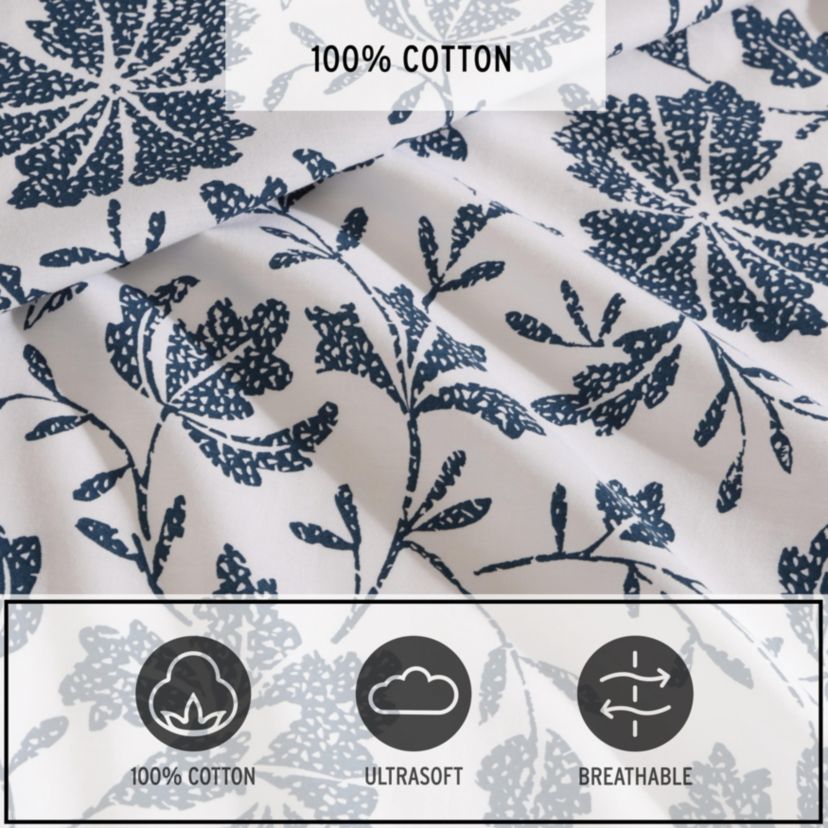 Woodblock Floral Cotton Sheet Set