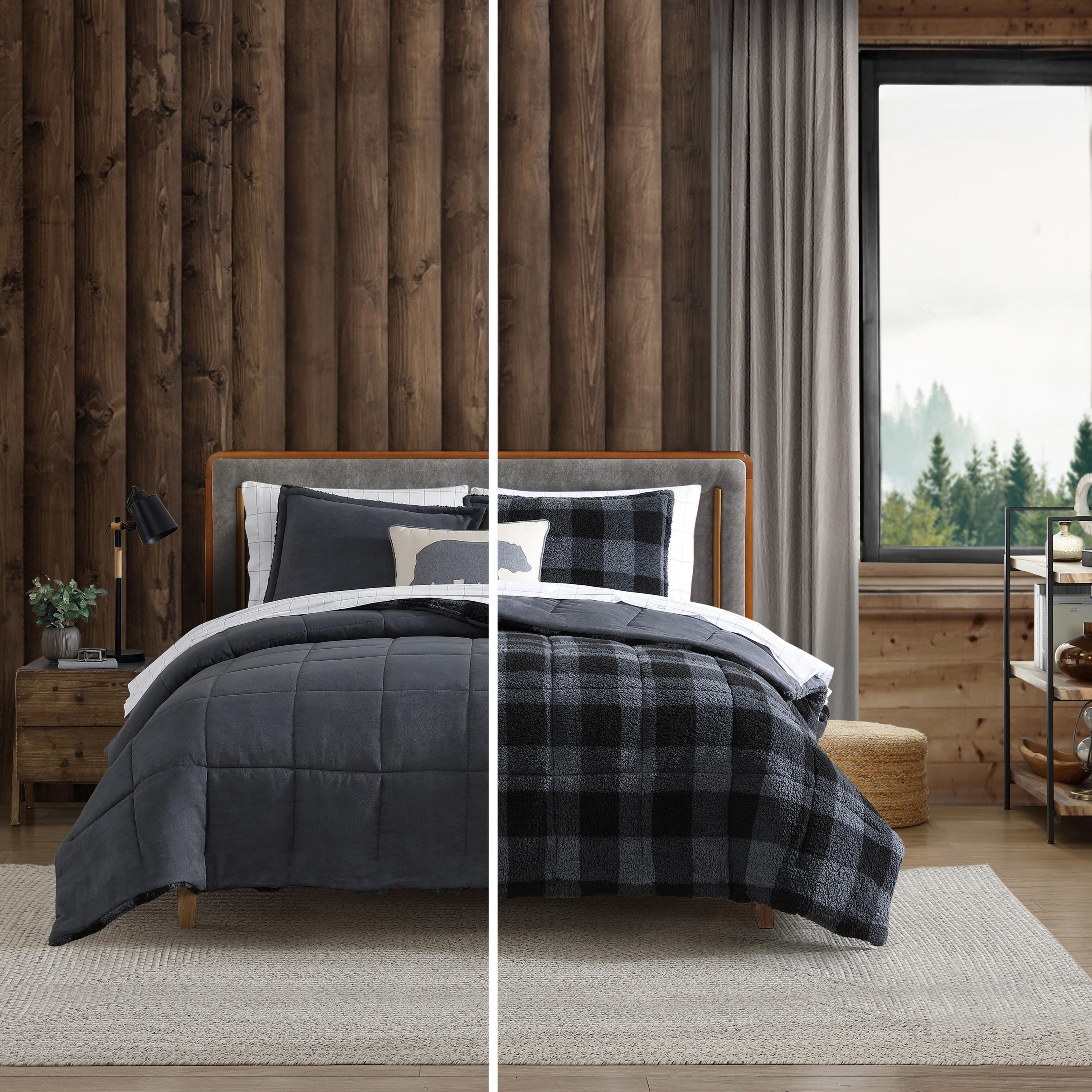 Cabin Plaid Microfiber Comforter-Sham Set